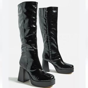 Brand New Circus by Sam Edelman Sandy Black Zip Up Block Heel Knee High Boots 8